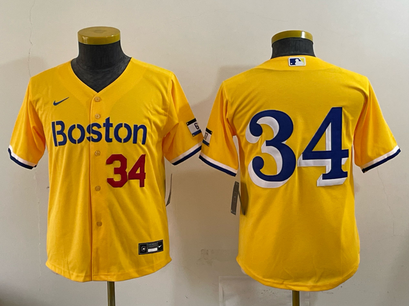 Youth 2025 Boston Red Sox #34 Ortiz yellow Game Nike MLB Jersey 007->new orleans saints->NFL Jersey